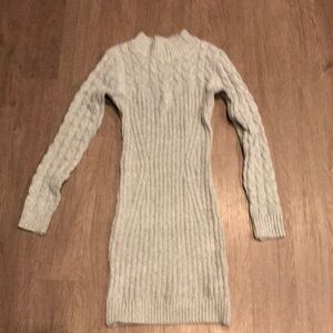 Gray Cable Knit Sweater Dress